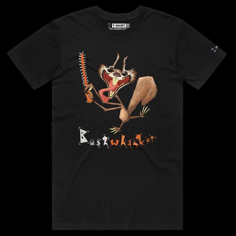 VOICEART Black Male Regular Crazy Squirrel with a Chainsaw Funny Animals T-Shirt Premium Quality Graphic Bush Trimmer Tee