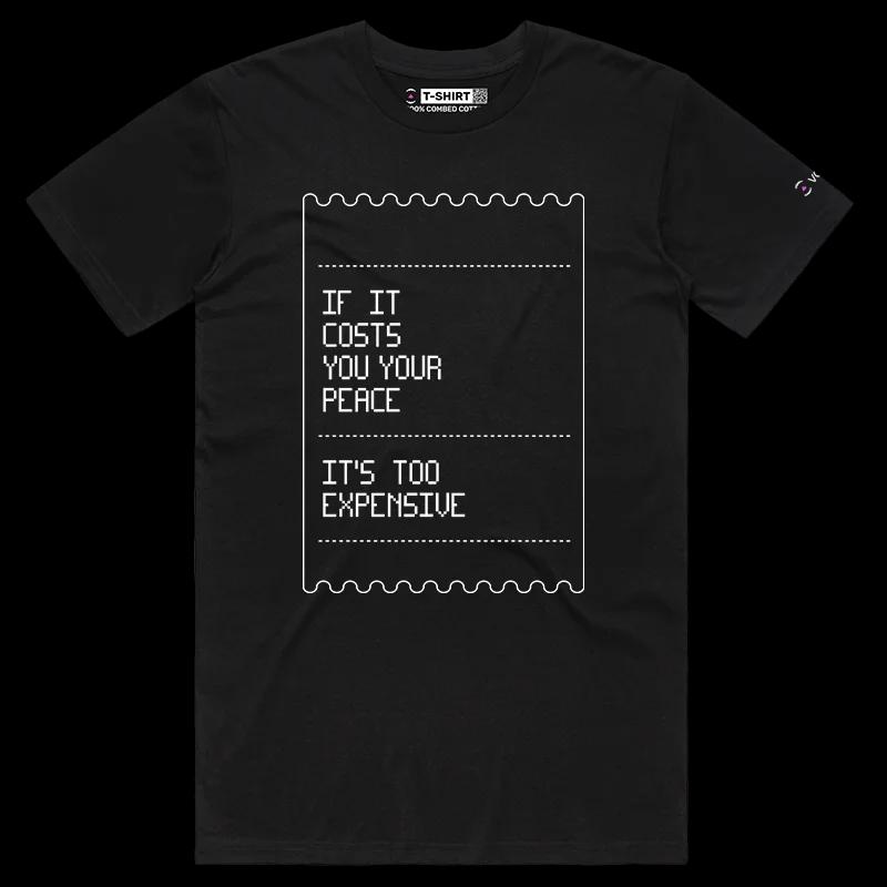VOICEART Black Male Regular Paulo Coelho Clever Quote T-Shirt with Premium Quality Design Expensive Peace Lifestyle Tee
