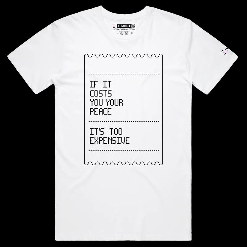 VOICEART White Male Regular Paulo Coelho Clever Quote T-Shirt with Premium Quality Design Expensive Peace Lifestyle Tee