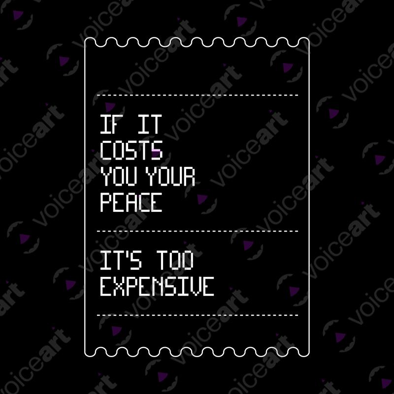 VOICEART Black Watermark Paulo Coelho Clever Quote T-Shirt with Premium Quality Design Expensive Peace Lifestyle Tee