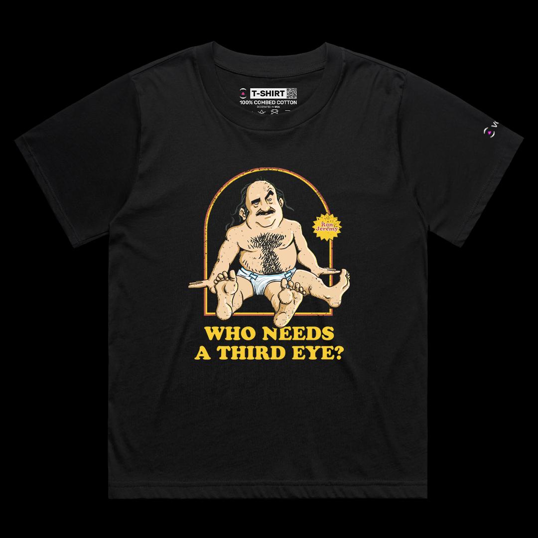 VOICEART Black Female Loose Ron Jeremy Funny T-Shirt Premium Graphic Adult Movies Star Tee with Dark Humor Play on Words
