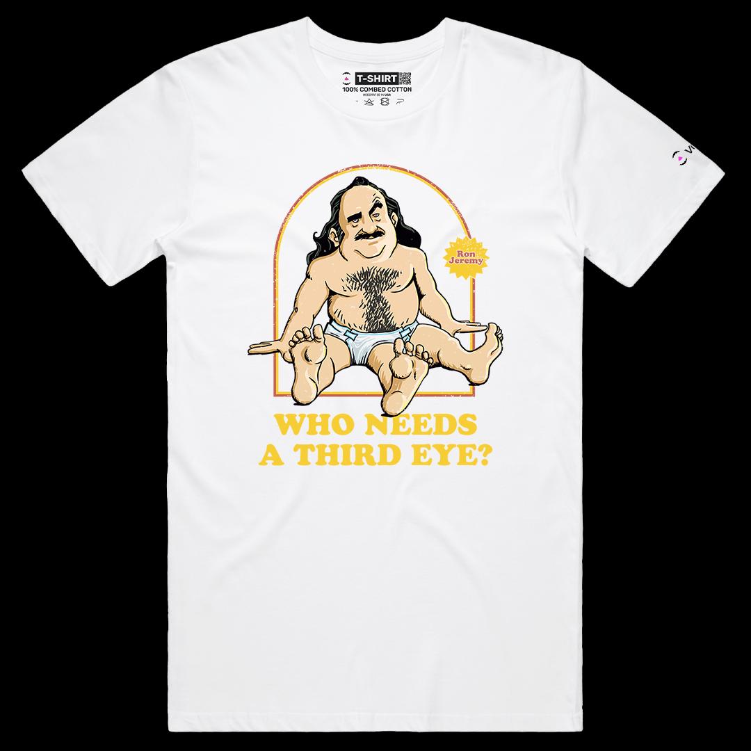 VOICEART White Male Regular Ron Jeremy Funny T-Shirt Premium Graphic Adult Movies Star Tee with Dark Humor Play on Words