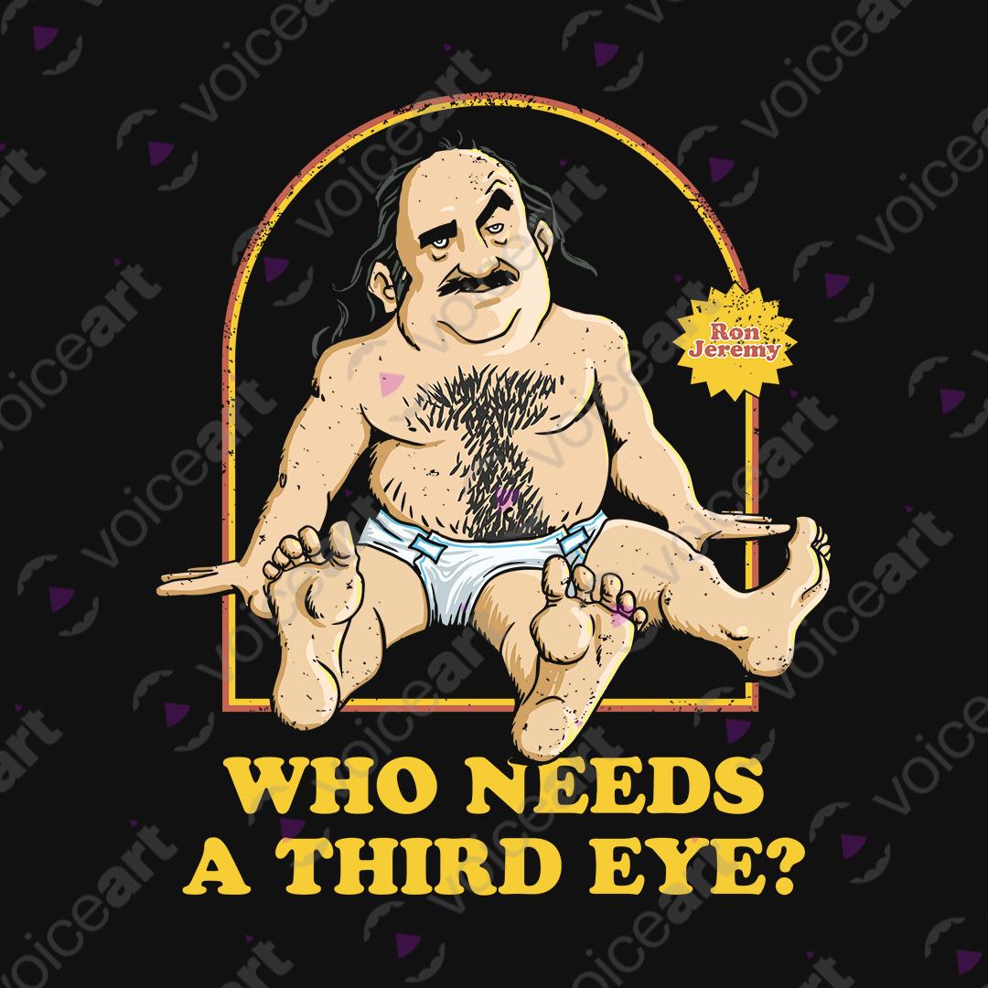 VOICEART Black Watermark Ron Jeremy Funny T-Shirt Premium Graphic Adult Movies Star Tee with Dark Humor Play on Words