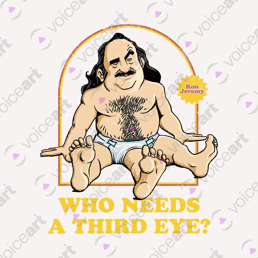 VOICEART White Watermark Ron Jeremy Funny T-Shirt Premium Graphic Adult Movies Star Tee with Dark Humor Play on Words