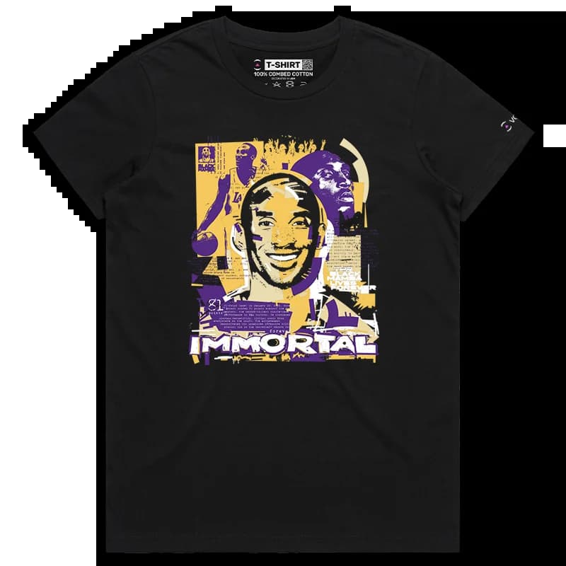 VOICEART Black Female Regular Kobe Basketball Icon Sports Graphic Tee Premium Los Angeles Immortal Superstar Legacy Shirt