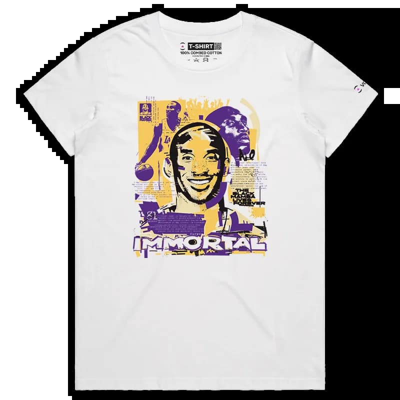 VOICEART White Female Regular Kobe Basketball Icon Sports Graphic Tee Premium Los Angeles Immortal Superstar Legacy Shirt