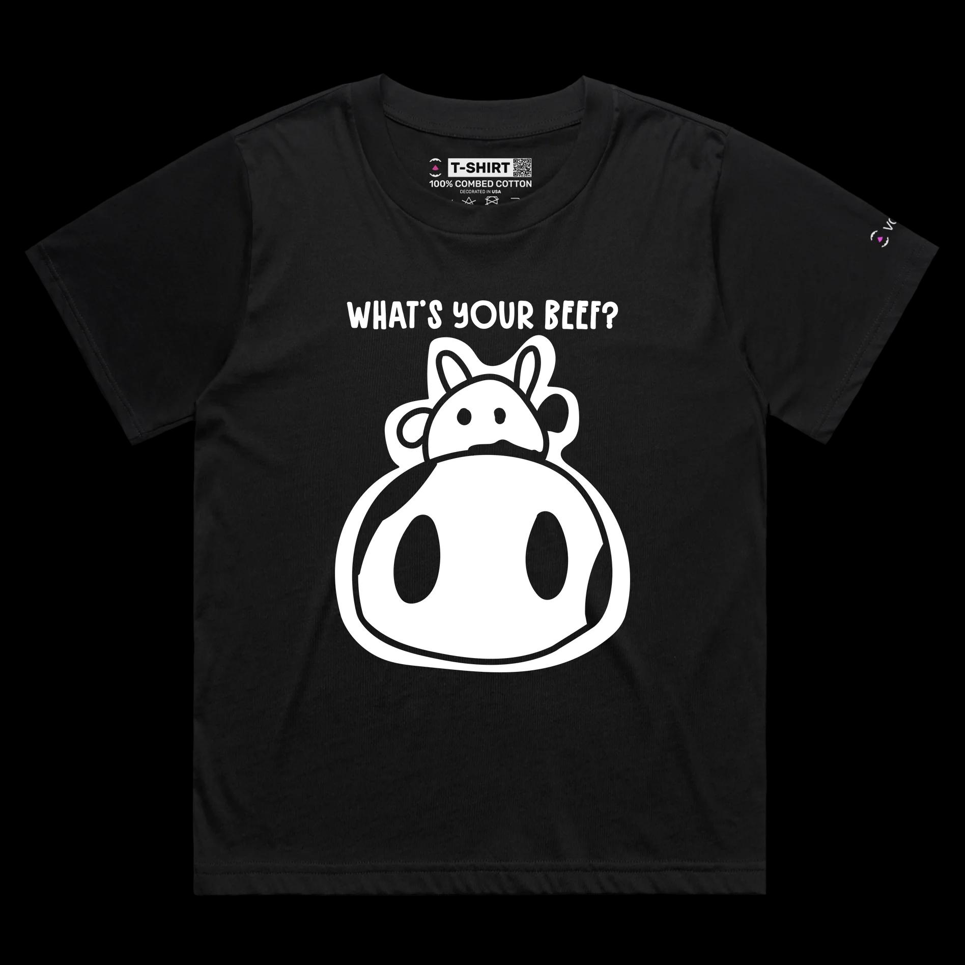 VOICEART Black Female Loose Angry Cow with an Attitude Funny Animals Shirt Premium Quality Graphic What's Your Beef Tee v1