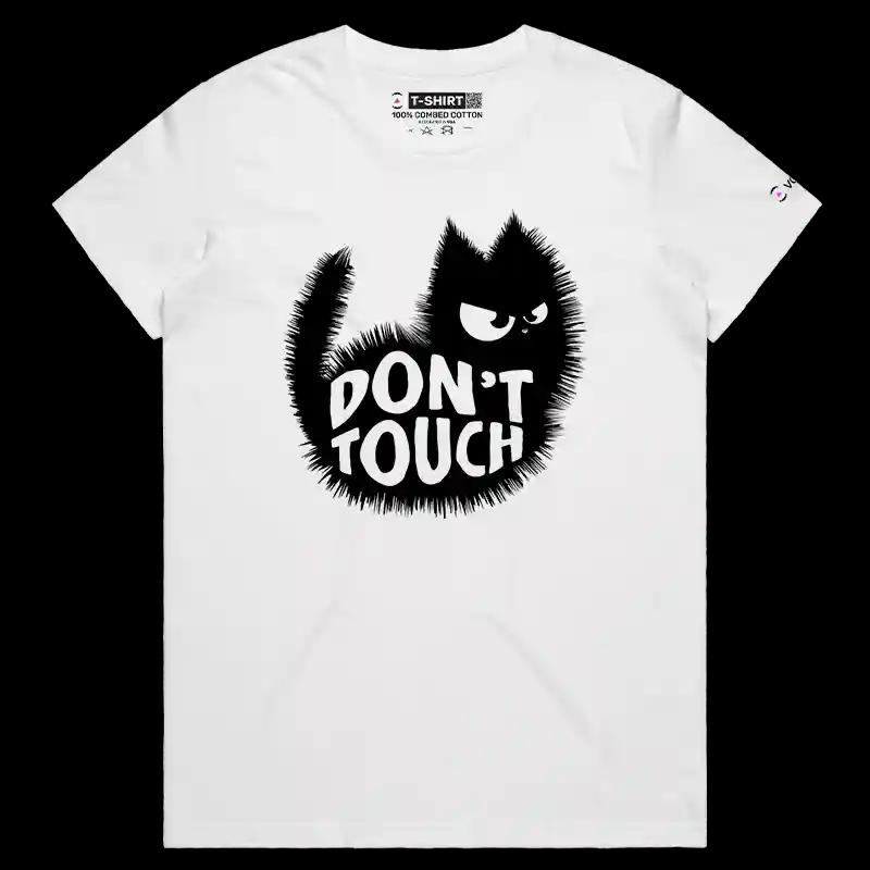 VOICEART White Female Regular Angry Black Cat with a Message Funny Animals T-Shirt with Premium Graphic Clever Dark Humor Tee