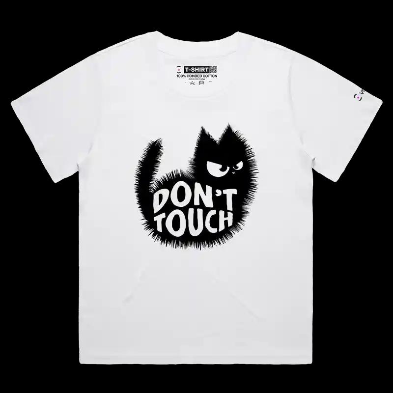VOICEART White Female Loose Angry Black Cat with a Message Funny Animals T-Shirt with Premium Graphic Clever Dark Humor Tee
