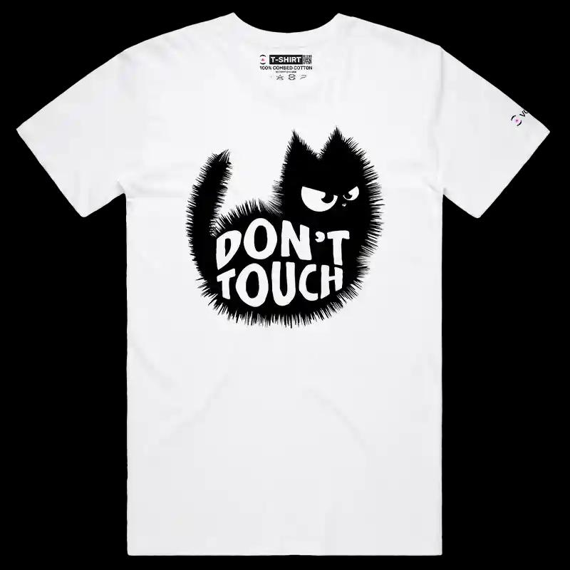 VOICEART White Male Regular Angry Black Cat with a Message Funny Animals T-Shirt with Premium Graphic Clever Dark Humor Tee