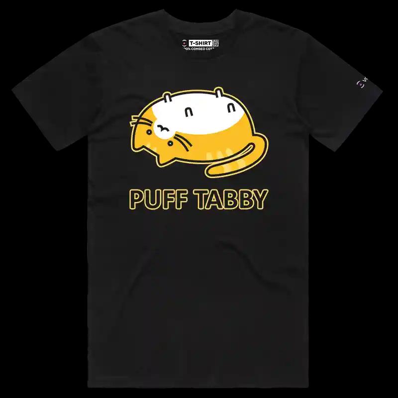 VOICEART Black Male Regular Chubby Cat Funny Animals T-Shirt with Premium Quality Graphic Clever Pets Tee with Wordplay