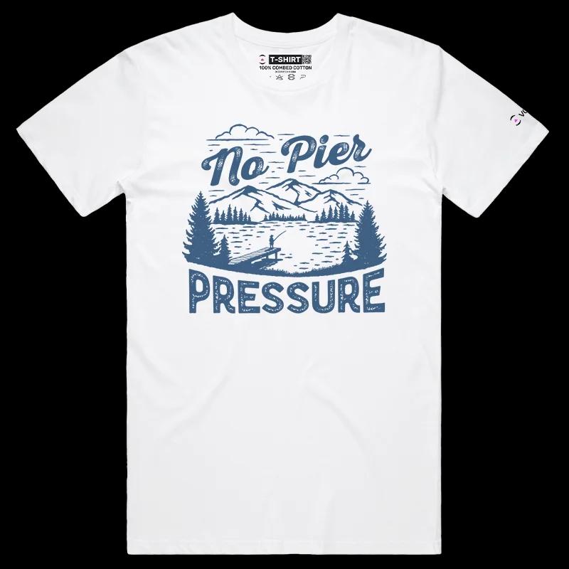 VOICEART White Male Regular A Man Catching Fish Funny Shirt Premium Graphic Fishing in The Lake Wordplay Tee for Fishermans