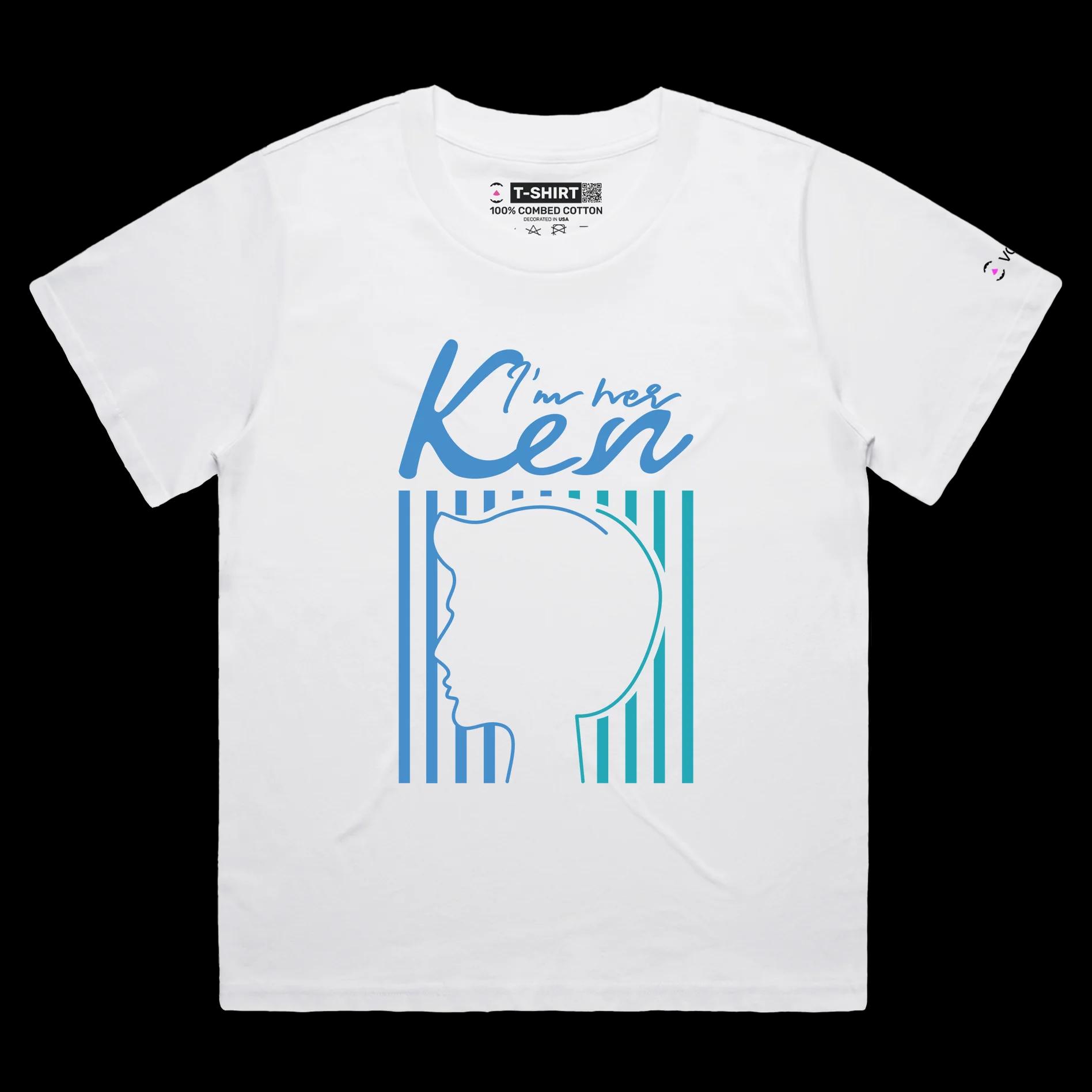 VOICEART White Female Loose Ken Doll Movie Themed Funny T-Shirt Premium Quality Graphic Design All American Fashion Boy Tee