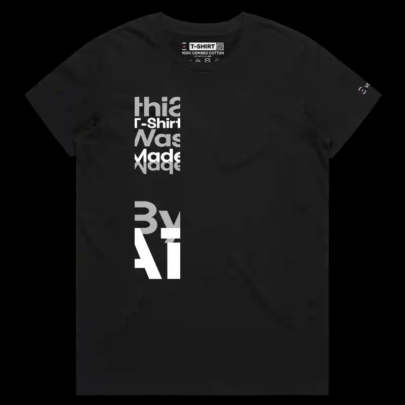 VOICEART Black Female Regular Artificial Intelligence Made T-Shirt Premium Graphic Funny Tech Gags Jokes Tee for Men Women