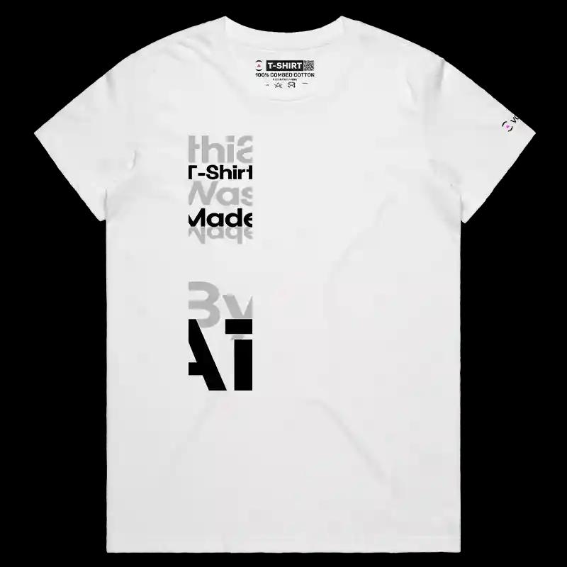 VOICEART White Female Regular Artificial Intelligence Made T-Shirt Premium Graphic Funny Tech Gags Jokes Tee for Men Women