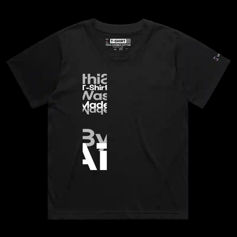 VOICEART Black Female Loose Artificial Intelligence Made T-Shirt Premium Graphic Funny Tech Gags Jokes Tee for Men Women