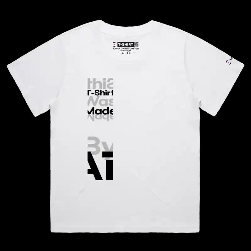 VOICEART White Female Loose Artificial Intelligence Made T-Shirt Premium Graphic Funny Tech Gags Jokes Tee for Men Women