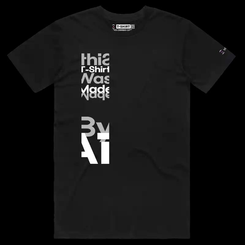 VOICEART Black Male Regular Artificial Intelligence Made T-Shirt Premium Graphic Funny Tech Gags Jokes Tee for Men Women