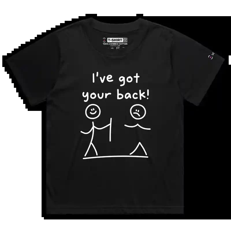 VOICEART Black Female Loose I’ve Got Your Back Funny T-Shirt Premium Graphic Wordplay Jokes Humor Tee for Men and Women