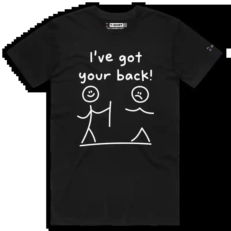 VOICEART Black Male Regular I’ve Got Your Back Funny T-Shirt Premium Graphic Wordplay Jokes Humor Tee for Men and Women