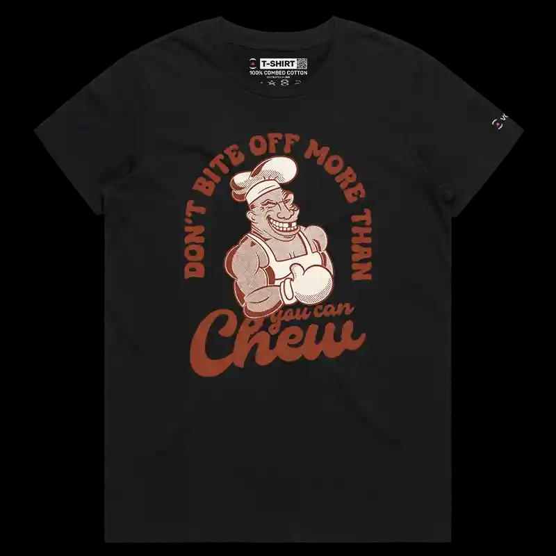 VOICEART Black Female Regular Chew On This Boxing Legend Mike Tyson Sports Premium Design Graphic T-Shirt