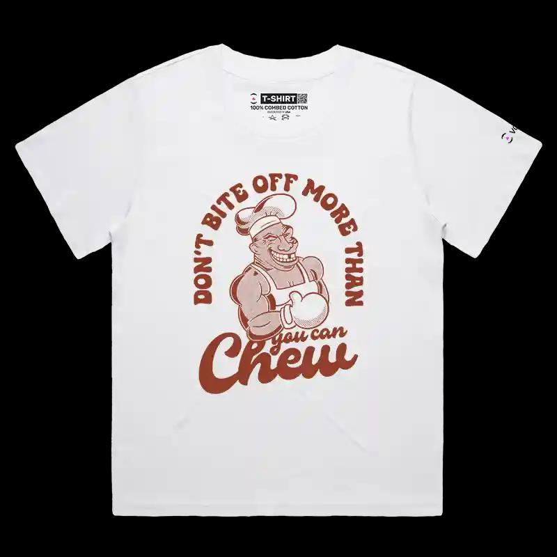 VOICEART White Female Loose Chew On This Boxing Legend Mike Tyson Sports Premium Design Graphic T-Shirt