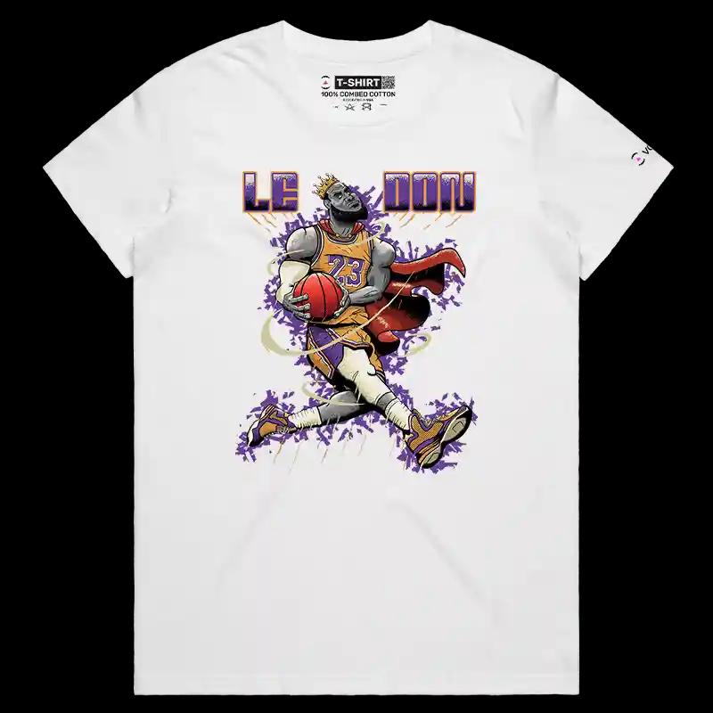 VOICEART White Female Regular LeDon LeBron GOAT Sports Graphic T-Shirt Premium Design Legend of The Game Tee Basketball Fans