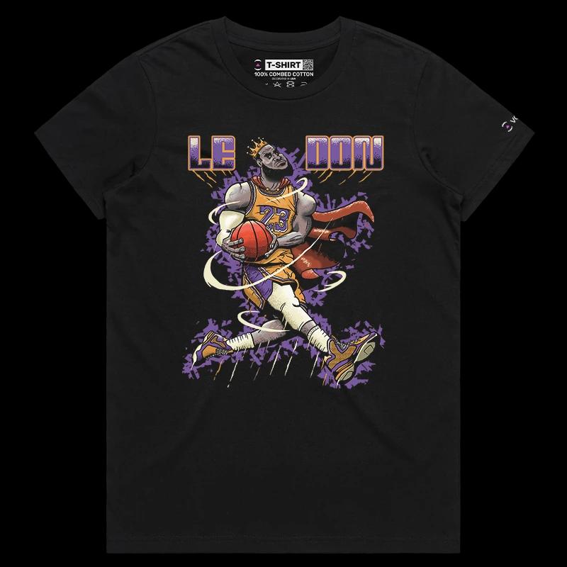VOICEART Black Female Regular LeDon LeBron GOAT Sports Graphic T-Shirt Premium Design Legend of The Game Tee Basketball Fans