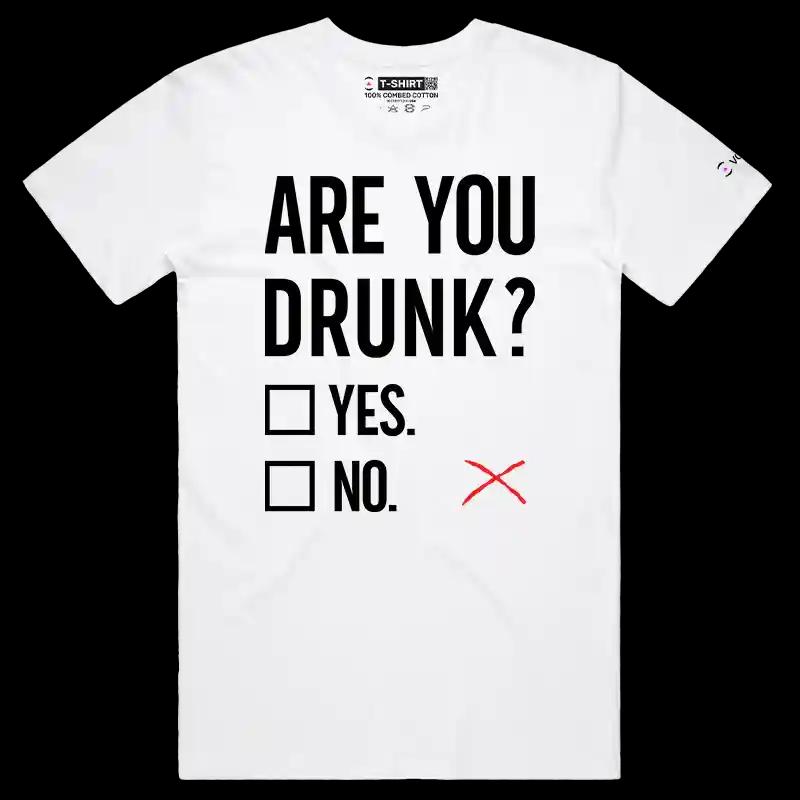 VOICEART White Male Regular Are You Drunk? T-Shirt with Premium Graphic Humor Tee for Men and Women