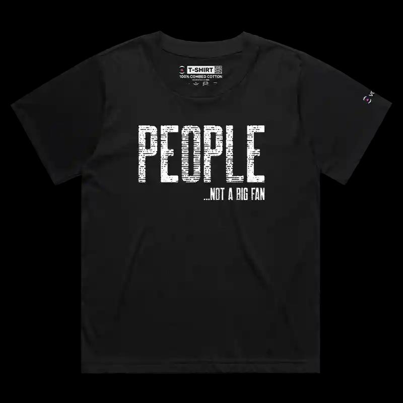 VOICEART Black Female Loose Not a Big Fan of People Funny T-Shirt Premium Graphic Sarcastic Jokes Humor Tee