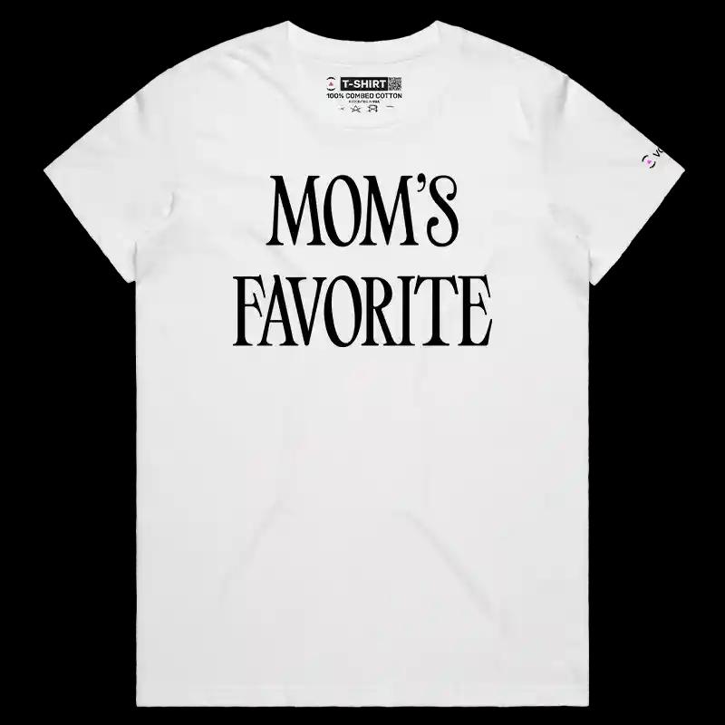 VOICEART White Female Regular Moms Favorite Boy Girl Funny T-Shirt Premium Graphic Family Jokes Humor Tee for Men and Women