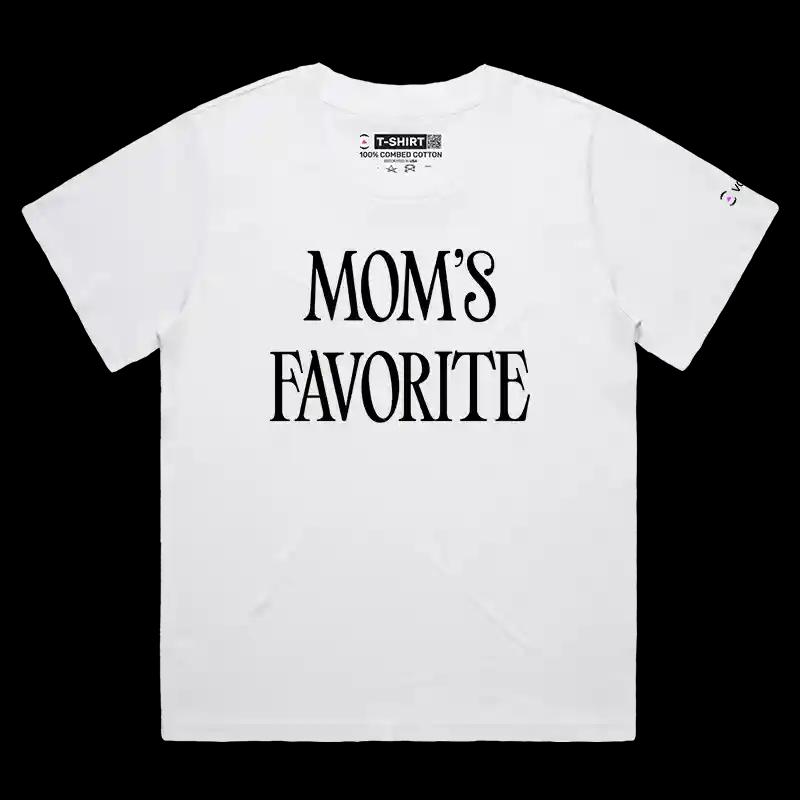 VOICEART White Female Loose Moms Favorite Boy Girl Funny T-Shirt Premium Graphic Family Jokes Humor Tee for Men and Women