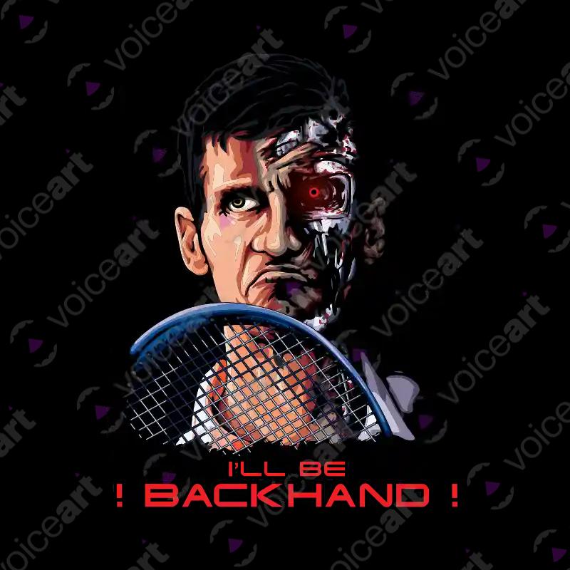 VOICEART White Watermark Djokovic Terminator Funny Graphic Sports Tee Premium Design Best Return Tennis T-Shirt