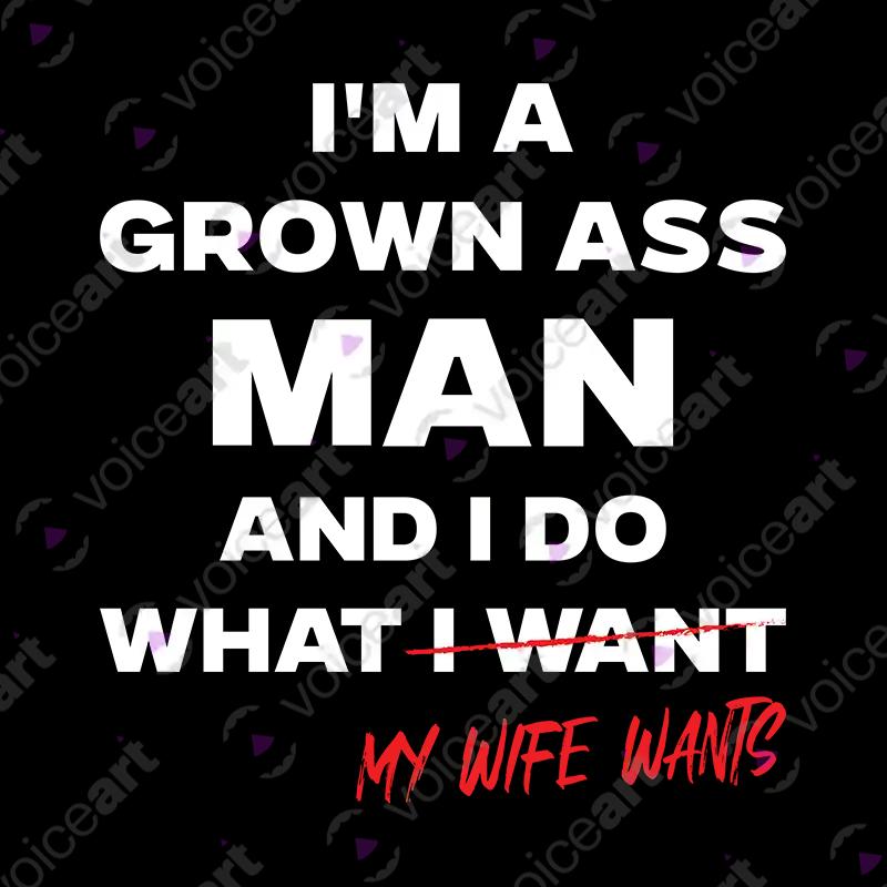 VOICEART Black Watermark I Do What My Wife Wants Funny T-Shirt Premium Graphic Sarcastic Husband Jokes Humor Tee for Men