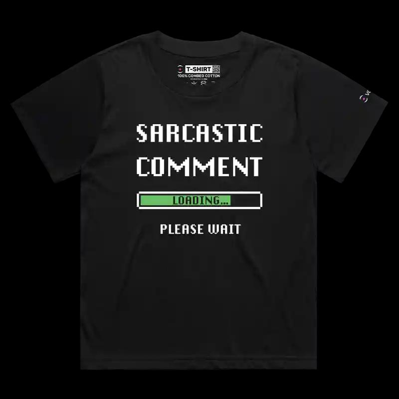 VOICEART Black Female Loose Sarcastic Comment Loading Funny T-Shirt with Premium Graphic Sarcasm Jokes and Humor Tee