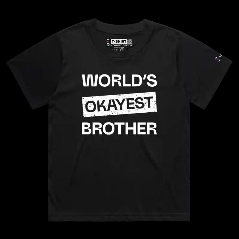 VOICEART Black Female Loose World Okayest Brother Sister Funny T-Shirt Premium Design Family Gags Jokes for Siblings v1