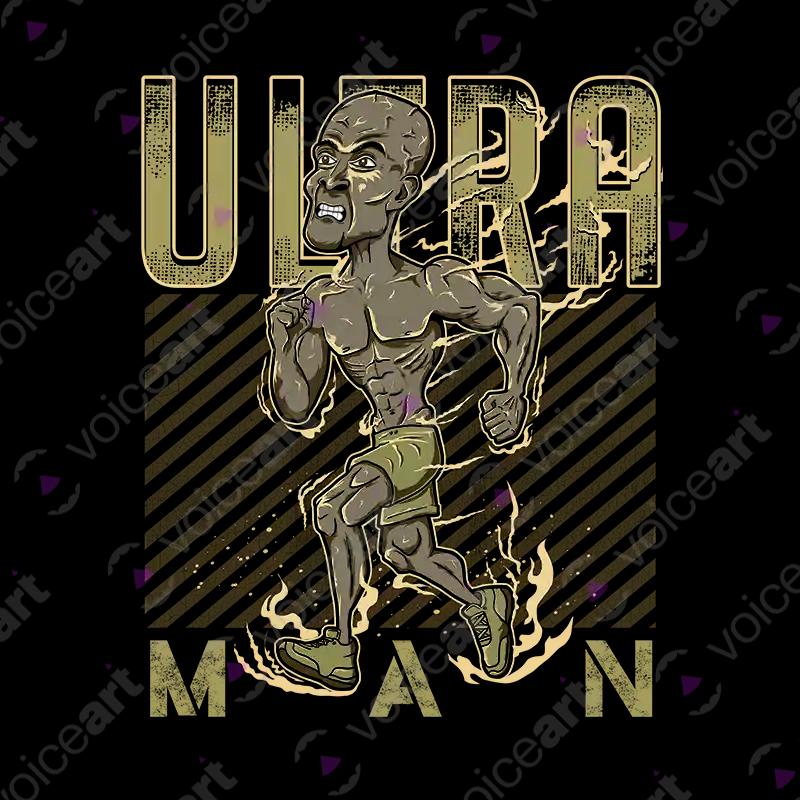 VOICEART Black Watermark Ultra Man Goggins Sports Graphic T-Shirt Premium Design Marathon Runner Mens and Womens Tee