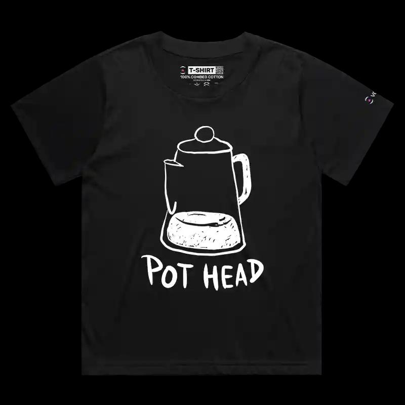 VOICEART Black Female Loose VOICEART Pot Head Coffee Maker Funny T-Shirt Premium Rise Shine Wordplay Tee Men and Women