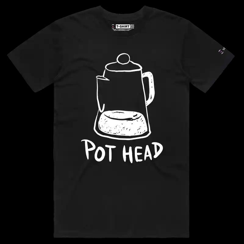 VOICEART Black Male Regular VOICEART Pot Head Coffee Maker Funny T-Shirt Premium Rise Shine Wordplay Tee Men and Women
