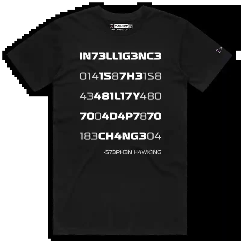 VOICEART Black Male Regular Coded Words and Numbers Typography IT T-Shirt Premium Graphics Digits and Letters Wordplay Tee