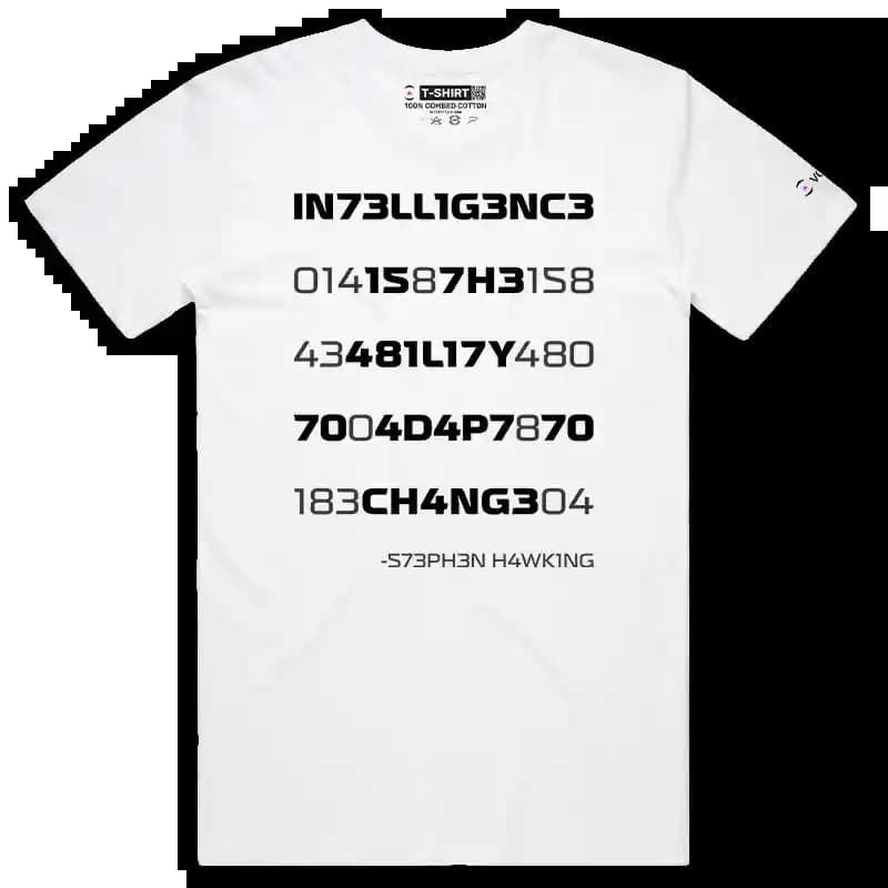 VOICEART White Male Regular Coded Words and Numbers Typography IT T-Shirt Premium Graphics Digits and Letters Wordplay Tee