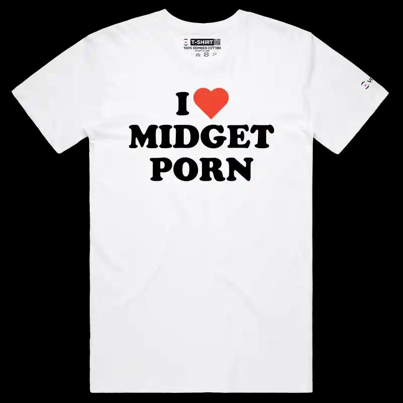 VOICEART White Male Regular I Love Midget Porn Funny T-Shirt Premium Dark Humor Jokes Memes Tee for Men and Women