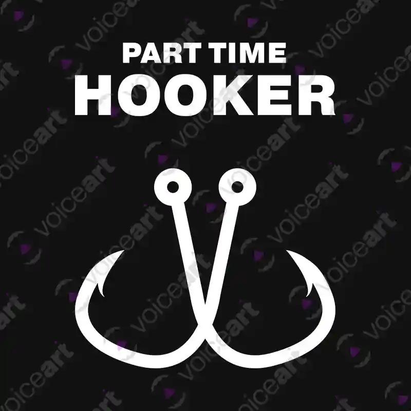 VOICEART Black Watermark Part Time Hooker T-Shirt Premium Graphics Dark Humor Memes Fishing Hooks Tee for Men and Women