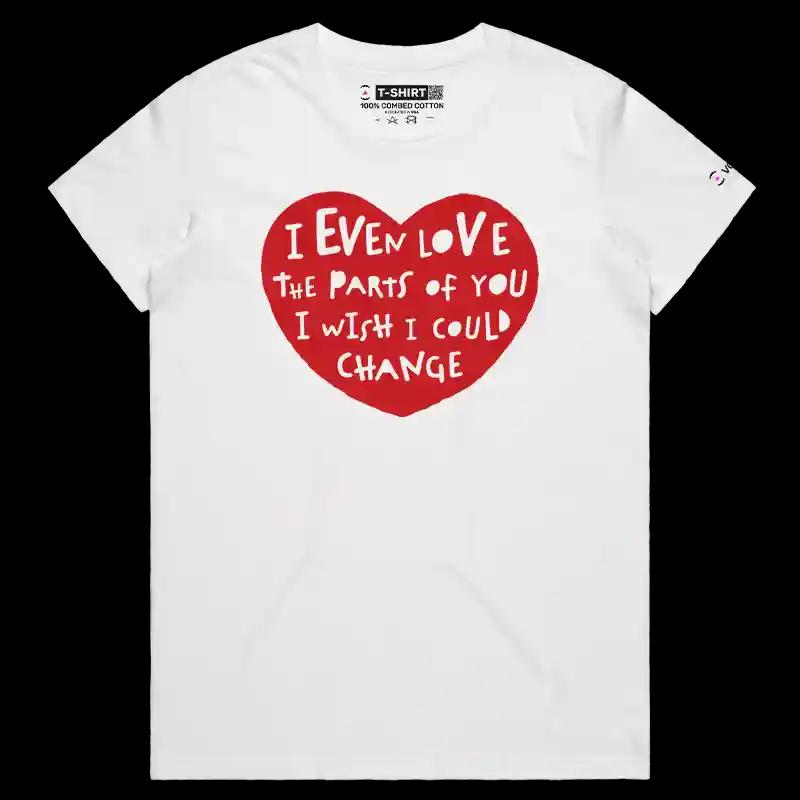 VOICEART White Female Regular Heart Love Message Valentines Day T-Shirt Premium Boyfriend Girlfriend Gifts Relationship Tee