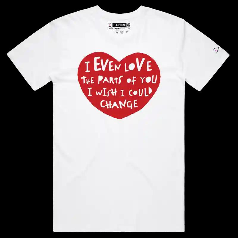 VOICEART White Male Regular Heart Love Message Valentines Day T-Shirt Premium Boyfriend Girlfriend Gifts Relationship Tee