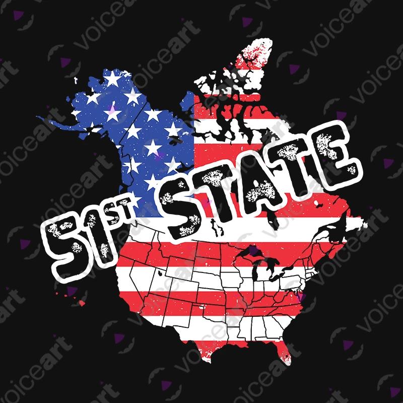 VOICEART Black Watermark Canada 51st State Funny T-Shirt Premium Graphics US Politics Gags Memes Tee for Men and Women