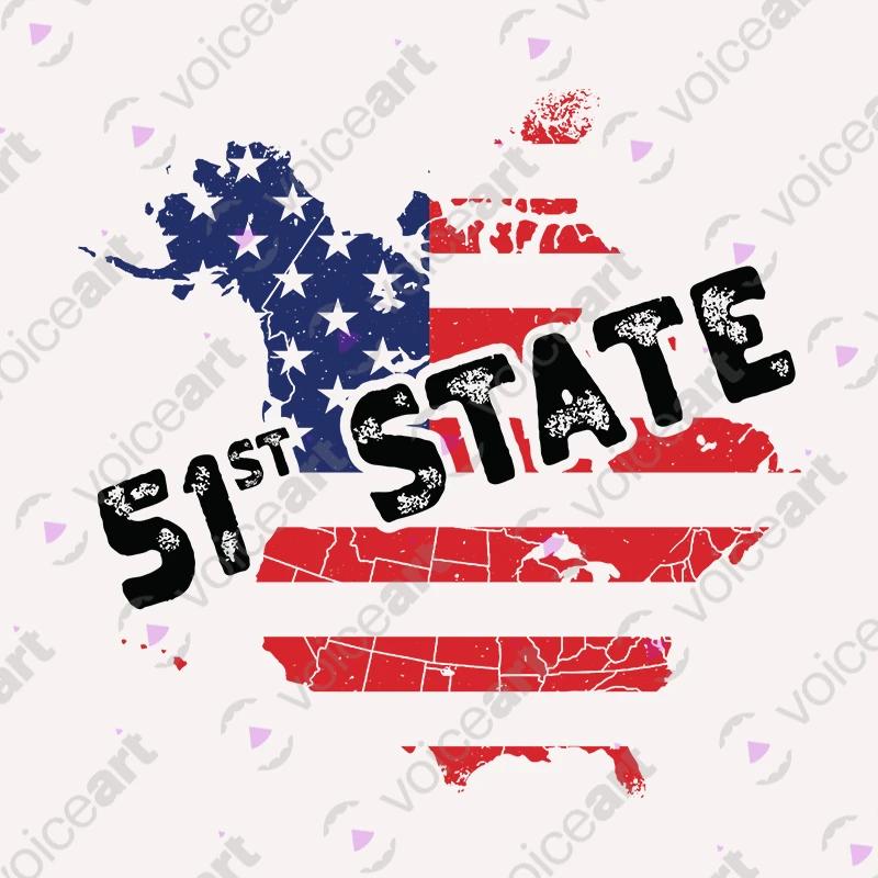 VOICEART White Watermark Canada 51st State Funny T-Shirt Premium Graphics US Politics Gags Memes Tee for Men and Women