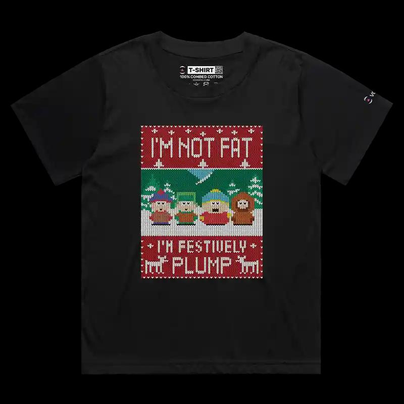 VOICEART Black Loose Regular I Am Festively Plump Funny TV Show T-Shirt Premium Dark Jokes Social Issues Sarcastic Tee
