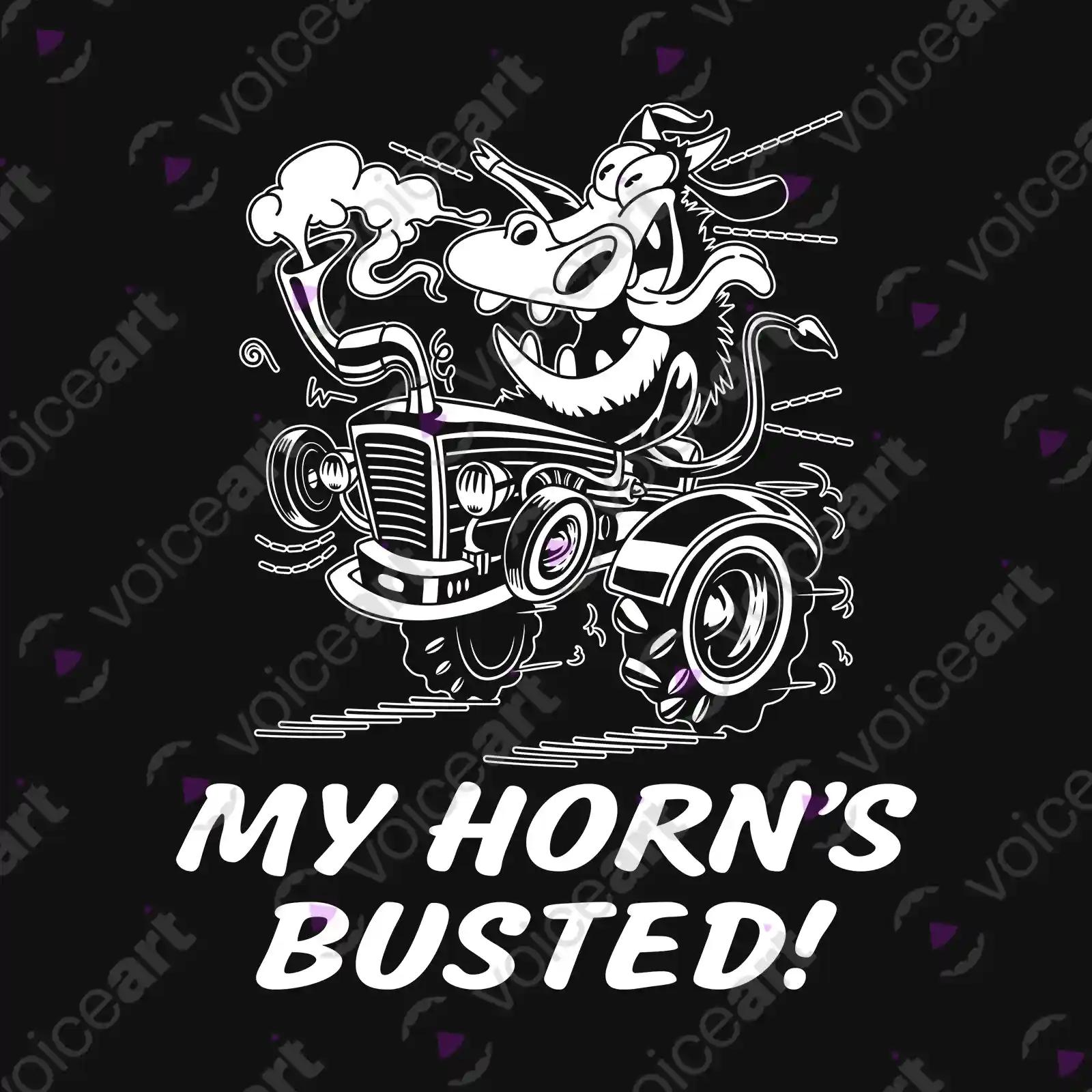 VOICEART Black Watermark VOICEART Cow Tractor Funny Animals T-Shirt Premium Quality Busted Horn Wordplay Tee Men Women