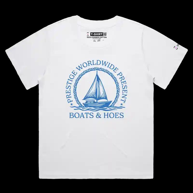 VOICEART White Female Loose VOICEART Sail Boat Funny Sarcastic T-Shirt Premium Gags Jokes Wordplay Tee for Men and Women